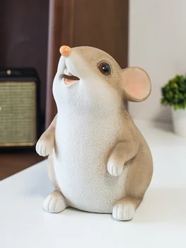 Fund non-alunecare de drăguț mouse-pusculita rășină creative caseta de bani simulare de bun augur rat decor