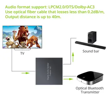 Neoteck Aliaj de Aluminiu 2 Port SPDIF Toslink Optic Digital Audio Splitter 1x2 Splitter-ul Optic de 1 La 2 Suport DTS, AC3