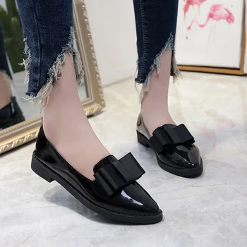 Femeile Apartamente Subliniat Toe Slip pe Pantofi Plat Femeie Mocasini Papion Balerini Pantofi Oxford Femei Zapatos Mujer 2019 Noi