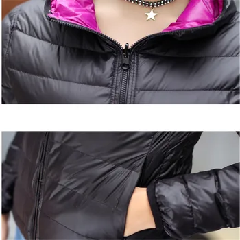 Femei De Iarnă, Îmbrăcăminte Exterioară 2018 Nou În Jos Jacheta Femei Cu Glugă Scurt În Jos Jacheta De Mari Dimensiuni Față-Verso Purta Subțire Doamnelor Parka Cw546