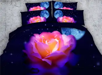 Galaxy 3D flori de pat set fular carpetă acopere lenjerie de pat twin plin regina king cal matrimonial Fete de decorare dormitor violet