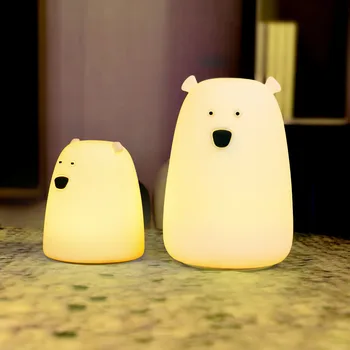 Urs Polar a CONDUS Lumina de Noapte cu Senzor Tactil Desene animate pline de culoare Silicon USB Reîncărcabilă Dormitor Lampă de Noptieră pentru Copii Cadouri pentru Copii