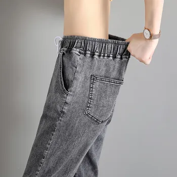 Blugi Femeie Înaltă Talie Cordon Vrac Plus Dimensiune Casual Street Stil Denim Glezna-lungime Pantaloni Harem
