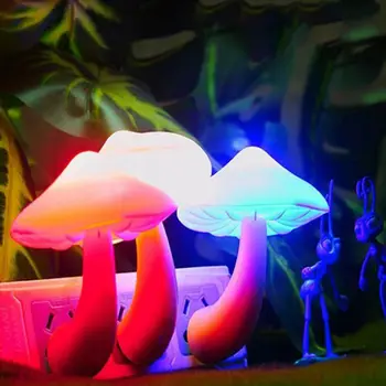 Senzor automat de Lumina de Noapte LED Plug in Forma de Ciuperci Dormitor Lampa SUA UE Plug Pentru Copii Galben Roz Albastru Verde Degrade