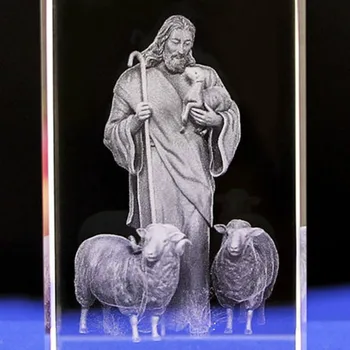 Isus Păstorul Creștin Catolic Statui, Figurine De Cristal Ornament Gravat Cadou Creativ Decor Acasă Accesorii Moderne
