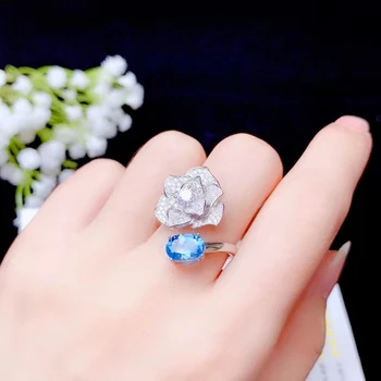 KJJEAXCMY bijuterii fine natural blue topaz argint 925 noi femeile inel de piatră prețioasă test de suport elegant