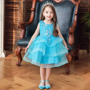 Copilul Fata Rochie de Dantelă Aplicatiile Printesa Desses pentru Fete 1-10 Ani Participa la Petrecere de Nuntă Imbracaminte New Sosire 2020
