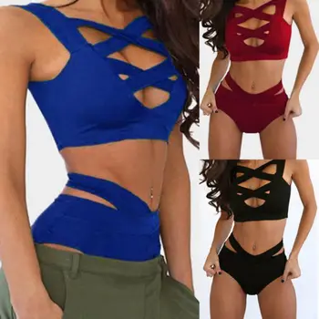 2021 Nou Stil De Femei Brazilian Sexy Căptușit Talie Mare Bikini Set Tubulare Push Up Costume De Baie Costum De Baie, Costume De Baie Vara Beachwear