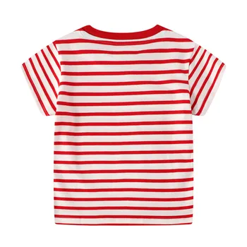 Sărituri de Metri de Vara din Bumbac Masina Aplicatiile Imbracaminte Baieti Stripe T shirt New Sosire pentru Copii Bluze Copii Baieti Tees