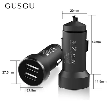 GUSGU Dual USB Masina Încărcător Adaptor 2.4-Un Metal Masina-Incarcator Telefon Mobil, Auto Incarcator USB Auto Taxa de 2 Port pentru Samsung iPhone