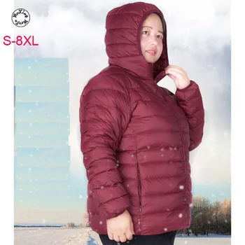 Woxingwosu iarna nou super-mare cod femei ușoare în jos jacheta, scurt pălărie, lumină greutate, de grăsime jos haina 5xl 6xl 7xl 8xl