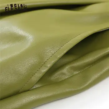 ELFSACK Verde Solidă Talie Mare Smart Casual pentru Femei Pantaloni Harem,2020 Toamna ELF Pur coreean Doamnelor,Bază de zi cu Zi de Pantaloni din Piele
