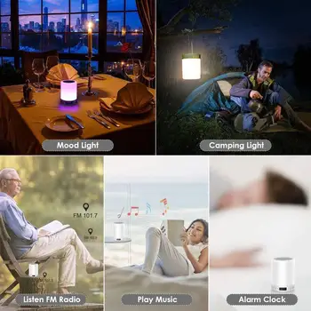Portabil Lumina de Noapte, Atingeți LED-uri Pat de Lumină Lampă Noptieră, USB, Difuzor Bluetooth, Mini-Player, Lumina de Noapte pentru o Mai bună Doarme