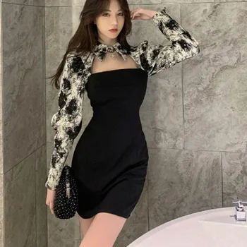 Toamna 2021 franceză Rochie Eleganta Doamna coreea Style Moda Femei Sexy Slim KTV Bar Club de noapte Club Mini Bodycon Rochii de Streetwear