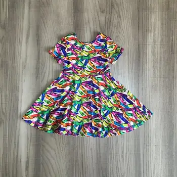 Fete rochie de vara fată înapoi la școală dress cu creion de imprimare copii boutique rochie