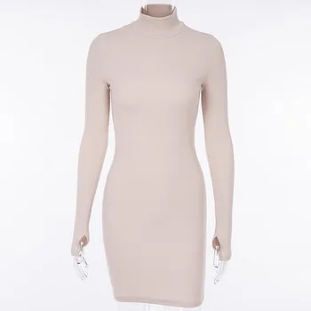 Guler tricotate pulover neon femei rochie casual cu dungi bodyon rochie office-eleganta doamnelor rochie cu maneci lungi vestidos 2019