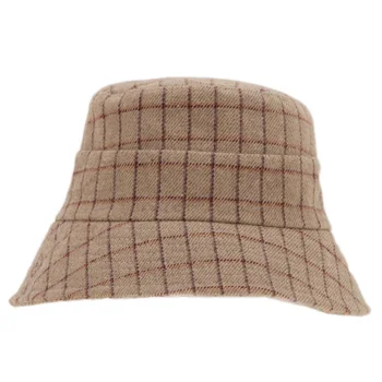 Pălărie de iarnă pentru femei nou sosit gros de lână pălărie dungi și carouri model palarie de blana caldă de toamnă găleată pălării