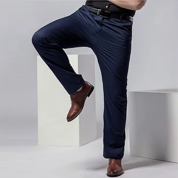 De înaltă calitate de toamna barbati pantaloni formale biroul 52 Drepte Pantaloni de bumbac de mari dimensiuni de 50 8XL 9XL Kaki întinde Elasticitatea pantaloni