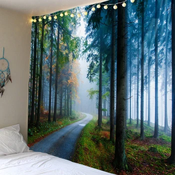 De vânzare la cald pădure pădure peisaj tapiserie scena decor fundal pentru perete decor pânză agățat super mari dimensiuni opțional