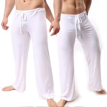 Brand Om Pantaloni Lungi Pijamale Confortabile Respirabil Alunecare Mans Somn Fundul Barbati Casual Pantaloni Homewear Vedea Prin Pantaloni de Pijama