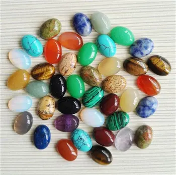 Julie Wang 5pcs 25*18mm Ovale Piatra Naturala Spate Plat Cabochons Culori Aleatorii Colier Brățară Bijuterii Accesorii