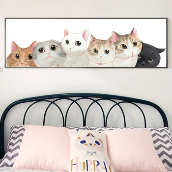 Arta Panza Picturi De Animale Pisica Minunat Câine De Artă Postere, Printuri Banner Lung De Arta De Perete Drăguț Pisoi Decor De Arta