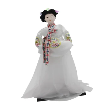 12 țoli Epocă coreean Geisha Papusa Poartă Hanbok Rochie Albă Oriental Papusi Model Cadou Adulți Colecție de Păpuși pentru Copii