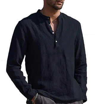 2020 Nou Toamna Barbati lenjerie de pat din Bumbac cu Maneca Lunga Bluza Casual Culoare Solidă Vrac Stand Guler Camasa Barbati modelului Bluza
