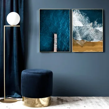 Sea Beach Ferma Geometrice Abstracte Linii Nordic Postere Si Printuri De Arta De Perete Panza Pictura Pe Perete Imagini Pentru Living Decorul Camerei