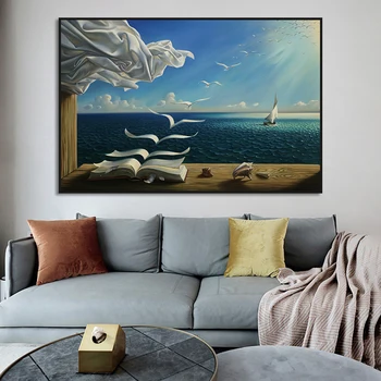 Salvador Dali, Pictura Ulei Pe Valuri Carte Barcă cu pânze Perete, Tablouri Pe Panza, Postere si Printuri de Arta de Perete Poze Decor Acasă