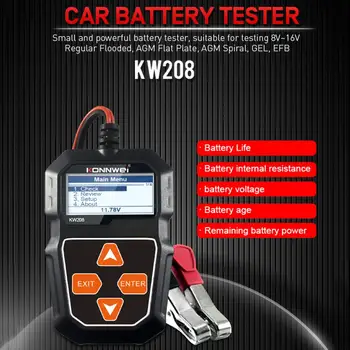 KW208 Baterie de Masina Tester Portabil Baterie Auto Pornire și Încărcare Sistem de Testare de pe Instrumentul de Scanare cu Ecran LCD