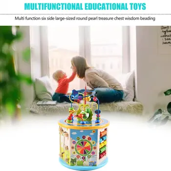 Montessori Învățarea Timpurie Educationa Jucărie Multi-Funcția De Șase Fețe Rotunde Mari Șirag De Mărgele Cutie De Comori Puzzle Cu Margele De Matematica Jucărie