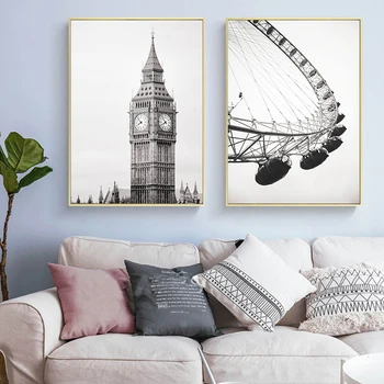 Londra modernă Poster Roată Arta de Perete London Eye Arhitectura Panza Tablou Big Ben Imaginile pentru Camera de zi Decor Acasă