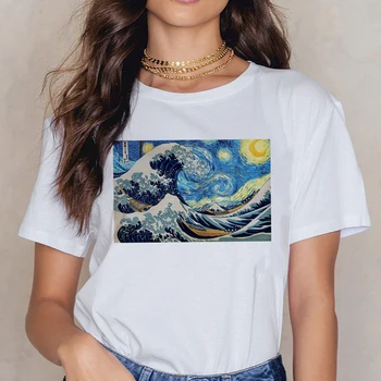 Arta lui Van Gogh Scrisori de Imprimare T-shirt Harajuku Casual Amuzant Tricou Femei Ullzang Maneca Scurta Tricou Grafic ' 90 partea de Sus Teuri de sex Feminin