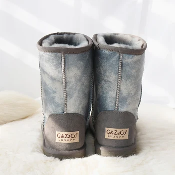 G&Zaco Brand de Lux piele de Oaie Cizme de Zapada Lana Naturala de Oaie Blană Cizme Jumătatea Vițel Plat Femei Cizme Impermeabile Femei Pantofi de Iarna