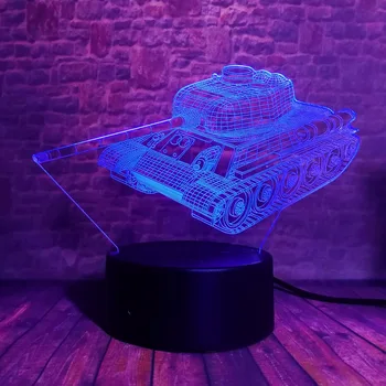 Creative 3D Cool Mașină Militară de Tancuri Lumina de Noapte USB Atinge 7 Culoare Schimbare LED Masă Vizuale Decor Acasă Lampa de Copii de Crăciun de Jucărie