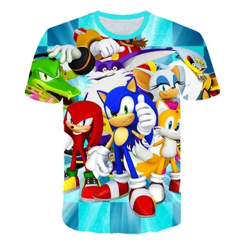 3D Băieți Sonic Ariciul Imprimare Fete Funny T-shirt Costum de Vară pentru Copii Desene animate Haine copii Haine Copii Tricouri strada