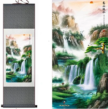 Arta tradițională Chineză pictura mătase scroll artă peisaj pictura peisaj pictura pentru camera de zi officePrinted pictura