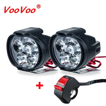 VooVoo 2 BUC Universal Motocicleta de Lumină LED-uri Moto Faruri lumina Reflectoarelor de Asamblare + Comutator Faro Moto pentru Motorete, Scutere, Motociclete