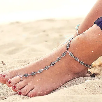 Doamnă La Modă De Vară Pe Plajă Epocă Brățară Glezna Bratari De Moda Brățară Simplă Desculț Sandale Gleznă Picior De Bijuterii Pentru Femei