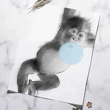 Ochelari Amuzant, Zebra, Urs, Cerb, Porc De Câine Copii Nordic Postere Si Printuri De Arta De Perete Panza Pictura Poze De Perete Pentru Camera De Zi