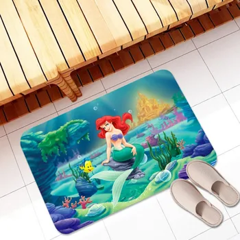 Disney Mica Sirena Ariel Flanel Baie Mat Toaletă Covor Preș De Baie Covor De Bucatarie Covoare Dormitor Etaj Absorbant În Aer Liber