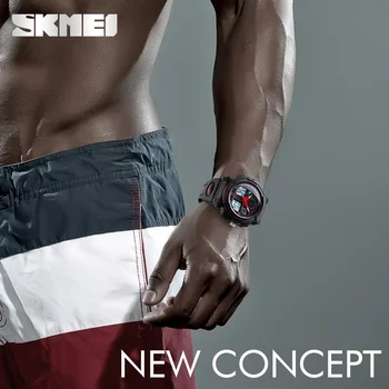SKMEI Brand Barbati Ceas Sport Analog Cuarț Ceas de mână de Om Dual de Fundal a Afișajului Digital 12/24 Ore Relogio Masculino Ceas