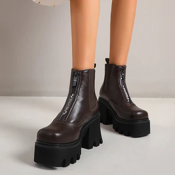 WETKISS Moda Glezna Cizme Pene Pantofi Platforma Groasa Mini Dovada Chelsea Boot Femei Deget de la picior Pătrat de Iarna Botine cu Toc Mare
