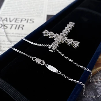 OEVAS Argint 925 Spumante Complet de 5*5mm Inima Ridicat de Carbon Diamant Pandantiv Cruce Colier pentru Femei Partid Bijuterii Fine