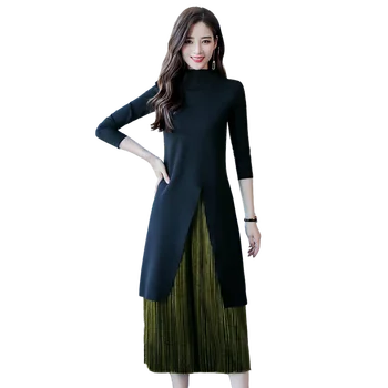 Ventilator zeita rochie din două piese femeile 2018 toamna noua briza mic temperament subțire Hong Kong moda fusta a-line