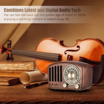 Radio Vintage Retro Difuzor Bluetooth - Nuc Din Lemn Radio Fm, Puternic Bass Enhancement, Volum Tare, Bluetooth 4.2 Aux Card Tf
