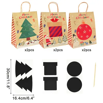 6pcs Hârtie Kraft Crăciun Fericit Pungi de Cadouri Xmas Copac Cutie de Bomboane de Anul Nou Cadouri pentru Copii de Ambalare Sac de Decoratiuni de Craciun Pentru Casa