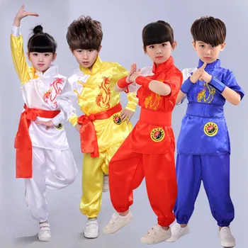 Copiii Tradițională Chineză Wushu Îmbrăcăminte pentru Copii, Arte Martiale Uniformă Kung Fu Costum Fete Baieti Performanță Etapă Set de Costum
