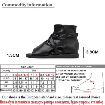 Gdgydh 2020 Nou Toamna Cizme Glezna Sandale Femei De Moda Cataramă Pantofi De Vara Pentru Creșterea Înălțime De Piele Neagră Roma Stil Casual